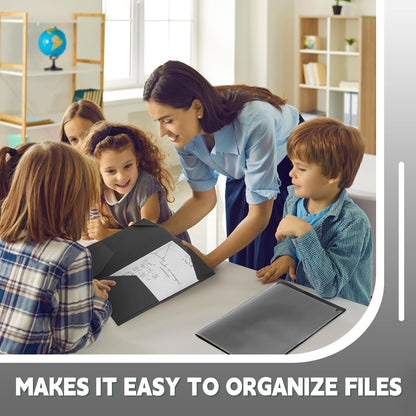 Henoyso 60 Pcs Plastic Folders with Clear Front Pockets Heavy Duty File Folders with 2 Pockets and Card Slot for Student Communication School Office Presentation Report (Black)