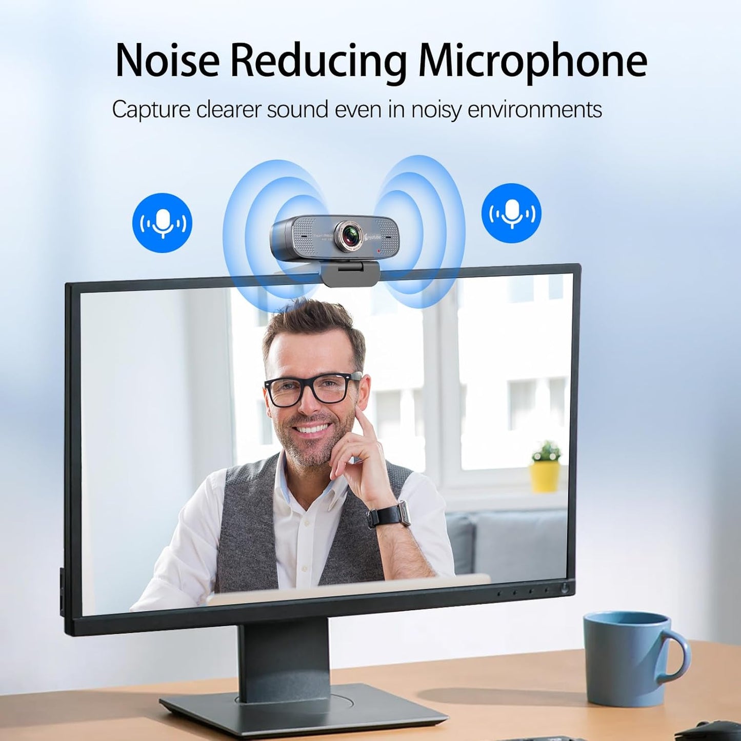 Angetube 1080P HD Webcam with Privacy Shutter Dual Noise-Cancelling Mic PC Camera Webcams, Wide 90° View, USB Plug & Play for Video Conferencing, Streaming, Zoom/Skype/YouTube for PC/Desktop/Laptop