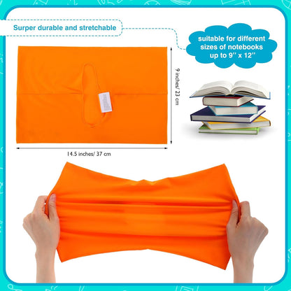 Sherr 14 Pack Stretchable Jumbo Book Sleeve Covers 14.5 x 9 Inch Stretchable Book Covers Fabric Book Cover Protector Reusable Book Cloth for Classroom Most Hardcover Book About 9 x 12 Inch