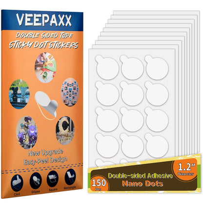 150Pcs Double Sided Adhesive Dots, Removable Clear Dots Sticky Tack, Waterproof No Trace Dots Adhesive Putty for Wall Hanging Crafts, Balloons Party Decorations Poster Picture Festival Decoration 30mm