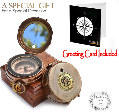 Trust in The Lord With All Your Heart - Proverbs 3:5-6 Quote Engraved Compass With Wooden Box, Greeting Card, Gift Compass, Graduation Day Gifts 2024 for Women Men Boys Girls