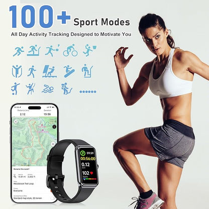 Fitness Tracker with 24/7 Heart Rate,Blood Pressure Sleep Tracking,104 Sports Modes Calories Smart Watch,IP68 Waterproof Step Counter Activity Trackers Pedometer for Android&iPhone Women Men (Black)