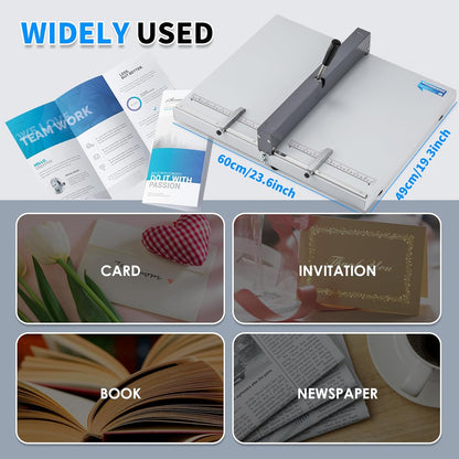 Mxmoonant Manual Creasing Machine 60-500g Paper Folding Creaser with 2 Adjustable Block & Metric/Imperial Positioning Ruler for Paper Sheet Cardstock