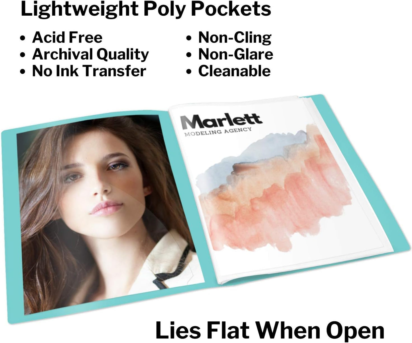 Dunwell Presentation Binder 12-Pocket, Displays 24 Pages, 8.5x11 Portfolio Binder with Plastic Sleeves, Storage and Organizer for Documents, Certificates, Projects, Photos (Aqua)