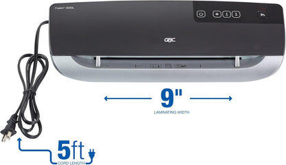 GBC Thermal Laminator Machine, Fusion 3000L, 9 Inch, 1 Min Warm-up, 3 or 5 Mil, with 30 EZUse Laminating Pouches for Home, Office and Classroom, Black (1703079)