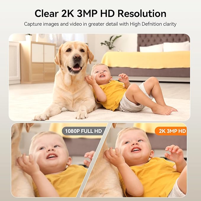 Indoor Security Camera, Indoor Camera for Home Security, WiFi Home Camera with 360° Pan Tilt, AI Motion Detection, Two-Way Audio, Night Vision for Baby, Pet, Elderly Monitoring