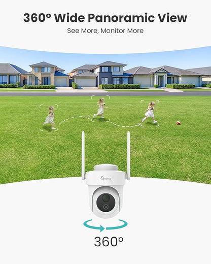 4K Security Cameras Wireless Outdoor, Solar Cameras for Home Security Battery-Powered, 360° Pan & Tilt, 3MP Color Night Vision, Two-Way Audio, Compatible with Alexa