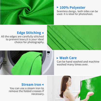 HEMMOTOP Green Screen Backdrop, 5x6.5 ft Photography Chroma Key Greenscreen Background Sheet for Background Removal, Zoom Meeting, Photo Video Studio, Live Streaming, Video Recording (Backdrop only)