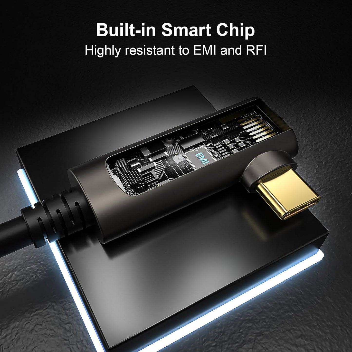 GeoHN.G USB C to C Fiber Optic Extension Cable 10M/33FT, Right Angle USB 3.2 10Gbps Long Distance Active Optical USB C Cable for VR/AR, Quest2, Webcam, Camera, Mini PC and More