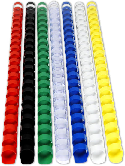 Rayson CR-10-100-M Plastic Binding Combs 3/8in. 21-Ring, 55-Sheet Capacity, Colorful Comb Binding Spines, Max. Binding A4 Size Paper (8.3"×11.7"), Box of 100