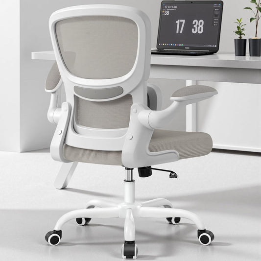 Home Office Desk Chair, Ergonomic Office Chair with Lumbar Support and Adjustable Armrests, Rocking Office Chair, Breathable Mesh Mid Back Computer Chair, Modern Comfy Desk Chair