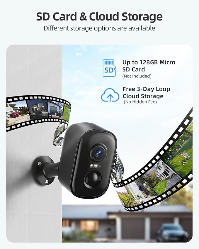 2K Security Cameras Wireless Outdoor, 4 Pack Battery Powered WiFi Cameras for Home Security with AI Motion Detection, Spotlight Color Night Vision, 2-Way Talk, Siren Alarm, IP65, Cloud/SD Storage