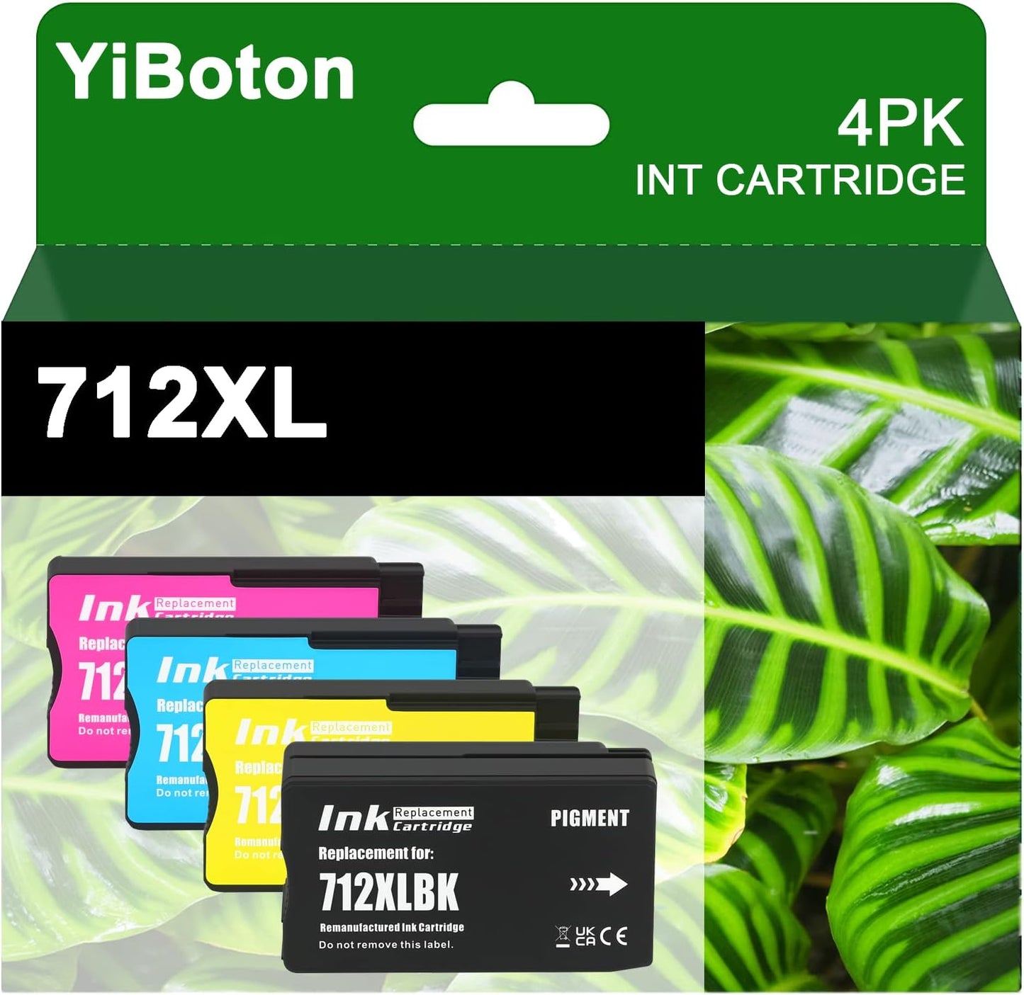 High Yield 712 712XL Ink Cartridges Compatiable with HP 712 Ink for DesignJet DesignJet T650 T630 T250 T230 T210 Printer Ink (4 Pack, 80-ml Black + 29-ml Cyan/Magenta/Yellow)