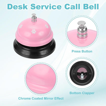 uxcell Desk Service Call Bell, 2.95 Inch Metal Dinner Service Bell Ring for Hotel Restaurant Reception Area and Wedding Party Events, Light Pink