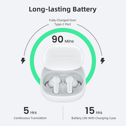 M3 AI Translation Earbuds Real Time, Language Translator Device in 144 Languages, 3-in-1 Offline Two-Way Audífonos Traductores, Live Translate Headphones, No Subscription Required (White)