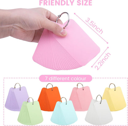 Koogel 1500PCS Colored Index Cards with Binding Rings Bulk, 2.2 x 3.5 Inches Blank Flash Cards Bulk, Easy Flip Portable Small Notecard Memo Scratch Pads for Studying School Supplies College, 7 Colors