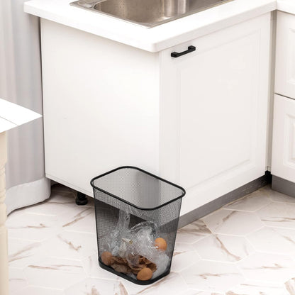 6 Pieces Mesh Square Trash Cans 4 Gallons Wire Wastebasket for Home Black Metal Office Garbage Cans Rectangular Open Top Trash Bin for Kitchen Bathroom Bedroom Dorm Room, 11.7 x 8.5 x 11.8 Inch