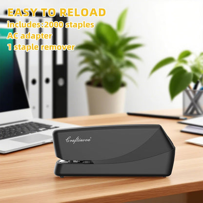 Electric Stapler,Automatic,Inclued 2000 Staples and 1 Staple Remover, Heavy Duty Can Store 210 Staples，AC or Battery Powered Stapler Heavy Duty, 25 Sheet Capacity.