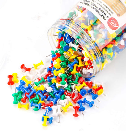 Yalis Push Pins 600 Count, Standard Multicolored Thumb Tacks Steel Point and Colors Plastic Head