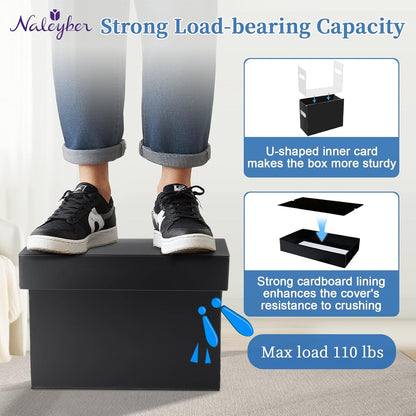 File Organizer Box with Lid, Collapsible Hanging File Folder Storage Boxes for Documents, Portable Filing Organizer for Office, Home, Classroom(Black, 2 Pack)