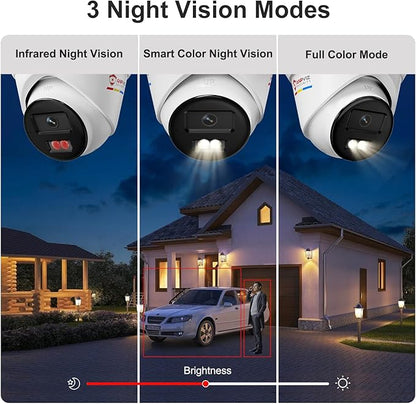 Anpviz 16CH PoE Security Camera System with Human/Vehicle Detection, 8pcs 5MP PoE Cameras with Mic, Smart Dual Light Color Night Vision, True WDR, 16CH NVR with 4TB HDD for 24/7 Recording