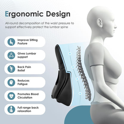 FLORICH Double Layer Breathable Mesh Lumbar Support Ergonomic Leather Lumbar Support Pillow with 3D Mesh Back Support and Adjustable Strap for CarSeat & Office Chair