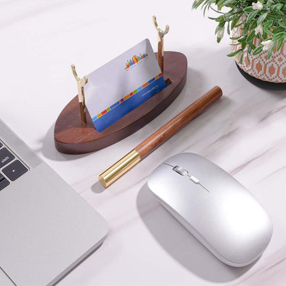 Pen Holder Desk Organizers and Accessories Desk Decor ，Exquisite Wooden Pen Holder ，with a Cool Pen and Two Refills for Office and Home (Style B)