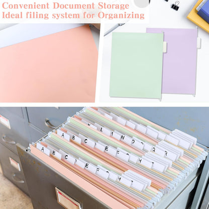 gisgfim 24 Pack Pastel Expanding Hanging File Folders Letter Size Insertable 1/5 Cut Tabs for Filing Cabinets Extra Capacity File Folders Hanging Organizer for Desk Home Office School(Pastel)
