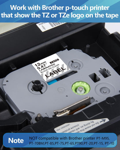 Weemay 3X Clear Label Tape Replacement for Brother Label Maker TZe Tz Tape 12mm 0.47 Laminated Clear TZe131 131 for PT H110BP D210 D220 P710BT P300BT D400 D200 H111 D600, 1/2 Inch x 26.2 Ft