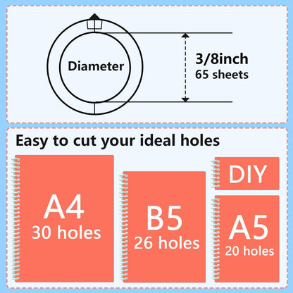Binding Spines/Coils/Combs: Open & Close Easily Adding Pages for Notebook ，Worklion Binding Machine 30 Ring Diameter 3/8"Binding Combs， Maximum 65 Sheets Multicolor Trimmable Sturdy 10pieces