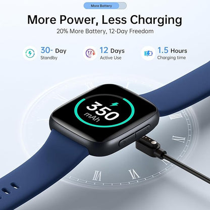 Latest Smart Watches for Women & Men - Performance Upgraded, 1.85-inch AMOLED HD Display (390x450), 12-Day Battery Life, 3ATM Waterproof (30m), Call, Health Monitoring, Fitness Tracker (D-Blue)