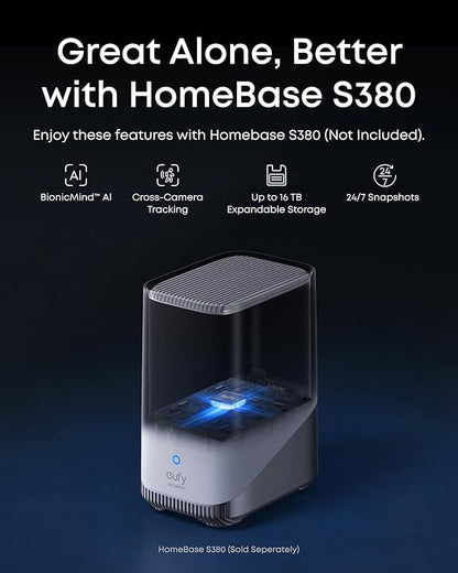 eufy Security eufyCam S4, Solar Security Camera Wireless Outdoor, Triple Lens Bullet-PTZ Cam, 4K UHD, 360° Pan and Tilt, Auto Track, 8× Hybrid Zoom, Color Night Vision, HomeBase S380 Compatible