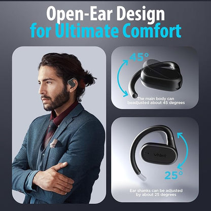 AI Translation Earbuds, Real-Time 143 Language & Accent Translator, Open Ear Wireless Bluetooth Earbuds with 120H Charge Case, Spanish/English/Japanese Voice Support, iOS & Android Compatible