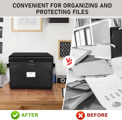 File Box Fireproof Document Box with Lock, Document Safe File Storage Organizer Boxes for Next of Kin Estate Planing Organizer End of Life Planner (Box, Black)