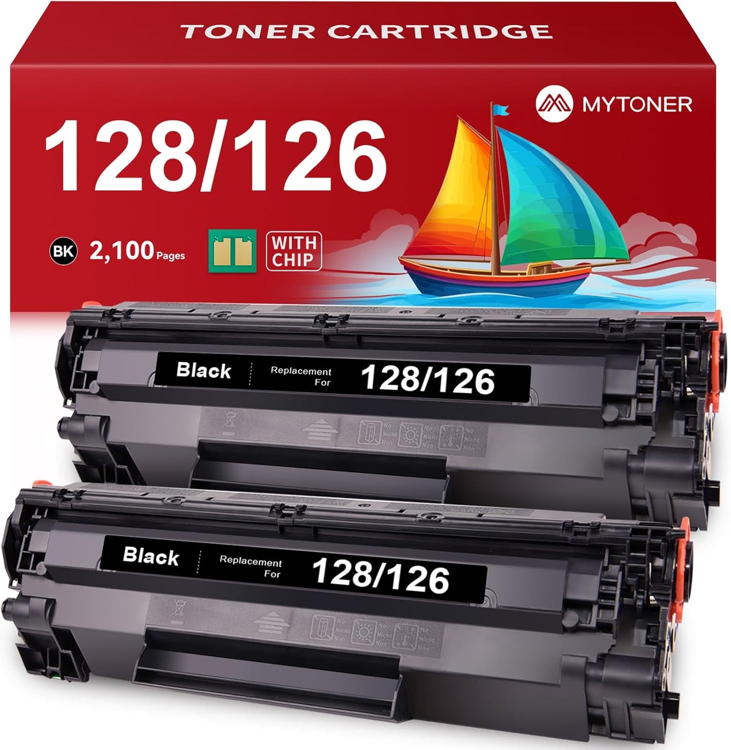 MYTONER 126 128 Black Toner Cartridge Compatible Replacement for Canon 128 126 CRG-126 CRG-128 for imageCLASS D530 D550 MF4770N MF4880DW MF4890DW LBP6230DW MF4570DN Faxphone L100 L190 Printer (2 Pack)