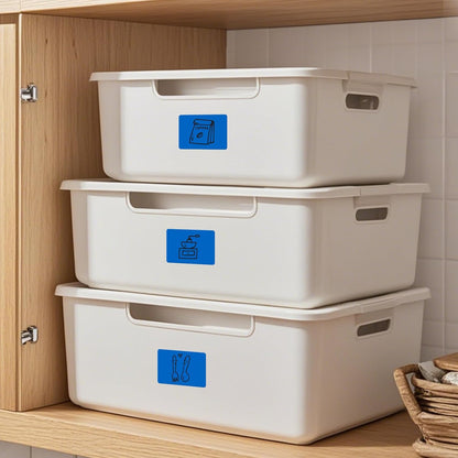 Colored Stickers 3×2 Inch Vinyl File Folder Sticker Blue Rectangle Removable Waterproof Color Coding Moving Label for Boxes Office Inventory Labeling 40 PCS