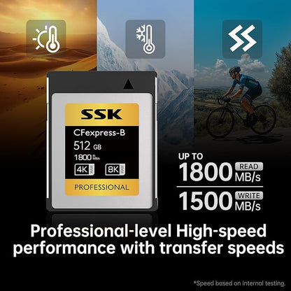 SSK CFexpress Type B 512GB,high Speed CF Cards up to 1800 MB/s Read Speed and 1200 MB/s Write Speed CF Express Type B Memory Card for Camera,Photographers,Videographers,Mini CF Express Card,8K Video