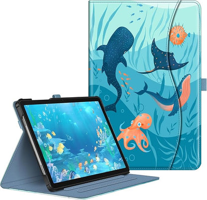 Fintie Case for Samsung Galaxy Tab A9 Plus/A9+ 5G 11 Inch 2023 Model (SM-X210/X216/X218), Multi-Angle Viewing Smart Stand Back Cover with Pocket Auto Wake/Sleep, Blue Ocean