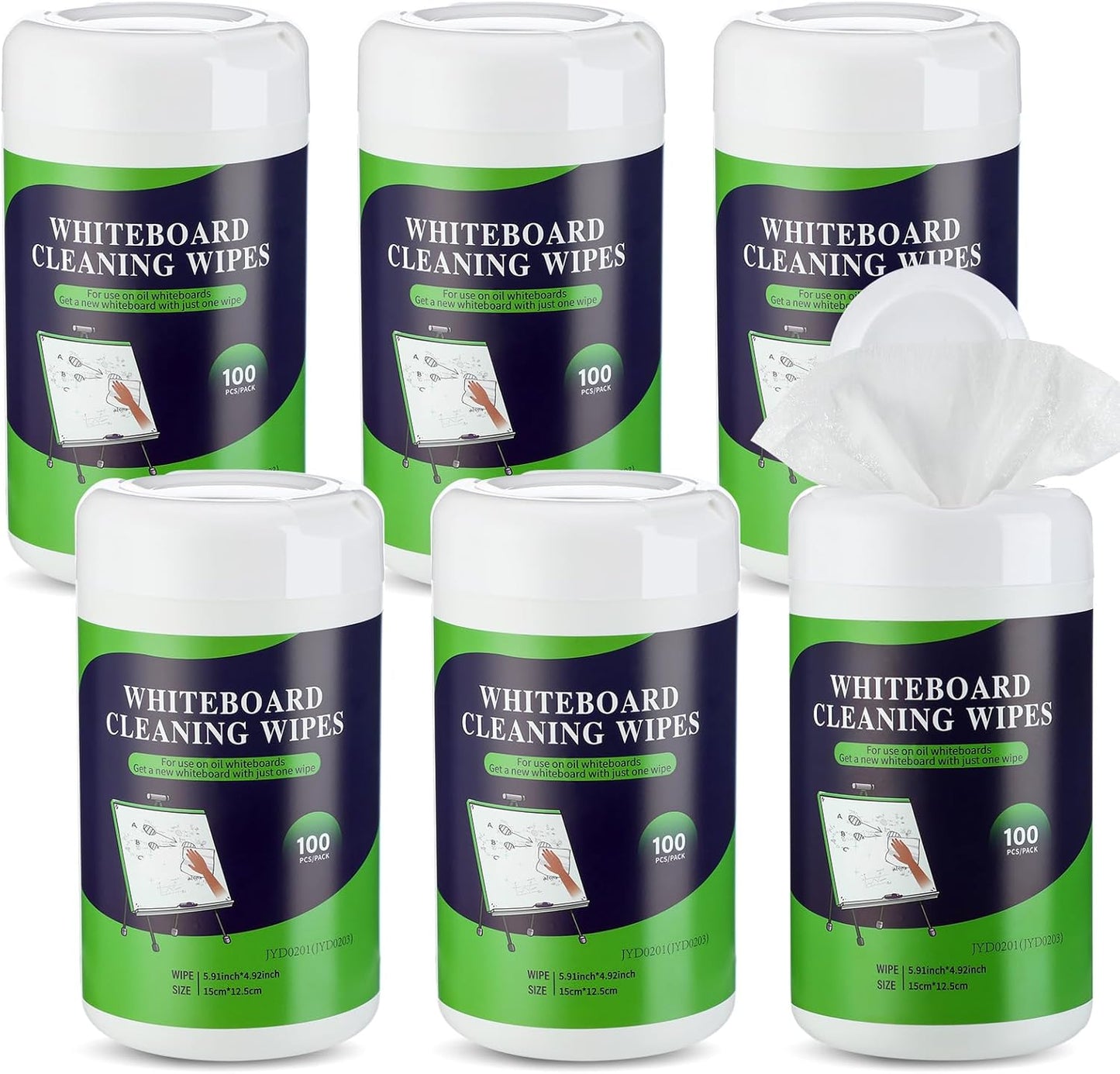 6 Pack Dry Erase Wipes 600 pcs Whiteboard Cleaning Wipes Wet Whiteboard Cleaner Classroom Teacher Supplies, 100 pcs Per Canister