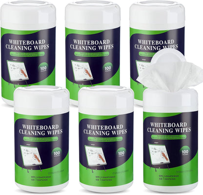 6 Pack Dry Erase Wipes 600 pcs Whiteboard Cleaning Wipes Wet Whiteboard Cleaner Classroom Teacher Supplies, 100 pcs Per Canister