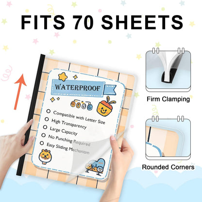 TOTiyea 40 Pack Clear Report Covers with Sliding Bars, 9mm (40 Sheet Capacity) Black Sliding Bar File Folders, for Letter Size