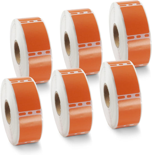 BETCKEY Colored Labels Compatible with Dymo 30347 (1" x 1-1/2") Book Spine Lables, Compatible for Dymo LabelWriter Thermal 450, 4XL & Zebra Desktop Printers [6 Rolls, 4500 Labels, Orange]