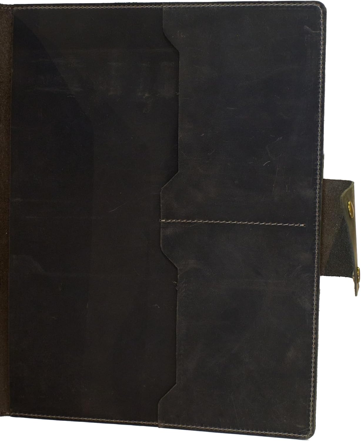 Leather Portfolio Folder - Genuine Leather Document Organizer with Multiple Pockets and Pen Holder – Business Padfolio for A4 Letter Size Papers, Professional Resume or Meeting Use (Charcoal)