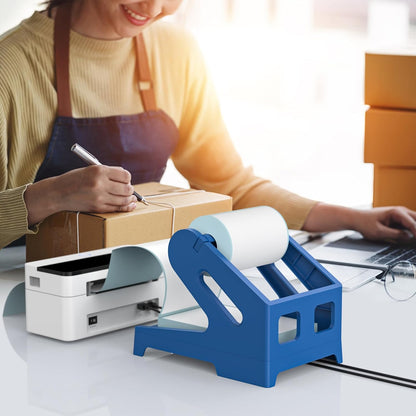PONNOR Label Holder Thermal Shipping Label Holder for Rolls and Fanfold Labels Stand Desktop Printer DIY Accessory Business Supplies for Home, Office(Blue)