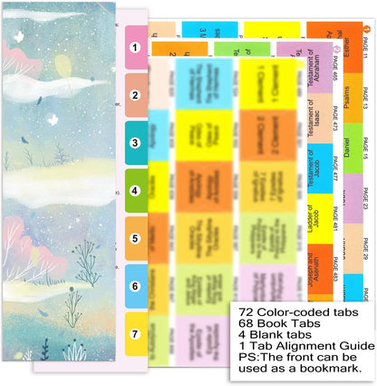 Index Tabs for The Complete 100-Book Apocrypha,2024 Edition 72 Color Coded Laminated Durable Tabs, 68 Books Chapter Tabs, 4 Blank Tabs,1 Placement Guide Card (Book Not Included)