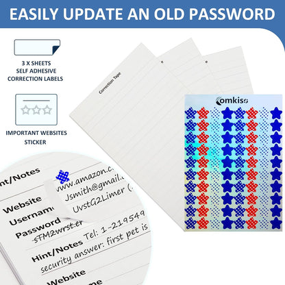 Password Book with Individual Alphabetical Tabs Laminated, Large Print Password Keeper Book for Seniors, A5 Hardcover Internet Password Log Book to Record Website Login Details - Bloom