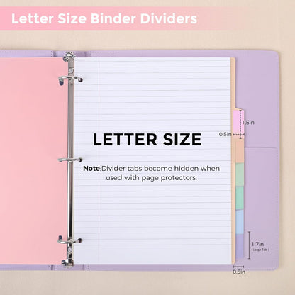 SKYDUE Durable Plastic 8-Tab Dividers,Big Tab Dividers for 3 Ring Binder, Write&Erase 3 Ring Binder Dividers with Tabs,with Sticker Labels