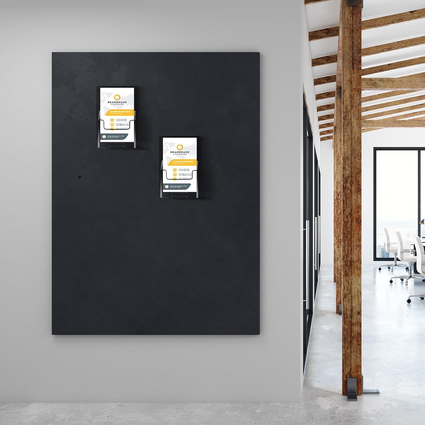 Chunful 3 Pcs Wall Mount Business Card Holder 3.75 x 2.75 x 1.25 Inch Vertical Clear Acrylic Card Display Rack Single Pocket Organizer Pre Drilled Plastic Display Stand for Home Office(Classic Style)