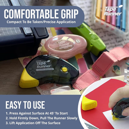 Tape Runner - Double Sided Adhesive with Dispenser Roller Included - Acid Free, Sticky, Clear & Transparent - Ideal for Scrapbooking, Crafts & More - Boomerang (417 inches per Cartridge), 20 Cartridge