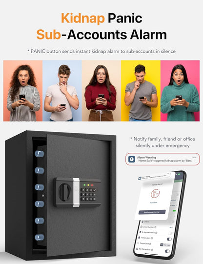FORFEND Smart Home Safe | WiFi Safe Box App Lock/Alarm | Voice Command, Kidnap Alarm, Tamper Detect, Frozen Mode, Sub Account| Digital Safe Anti Theft